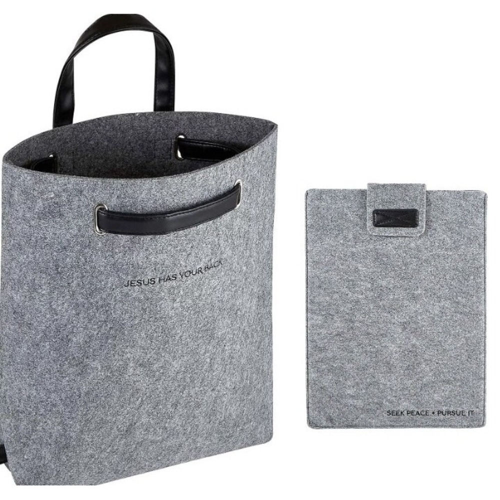 Faithworks Convertible Inspirational Felt Backpack & La Light Gray Bag B000119